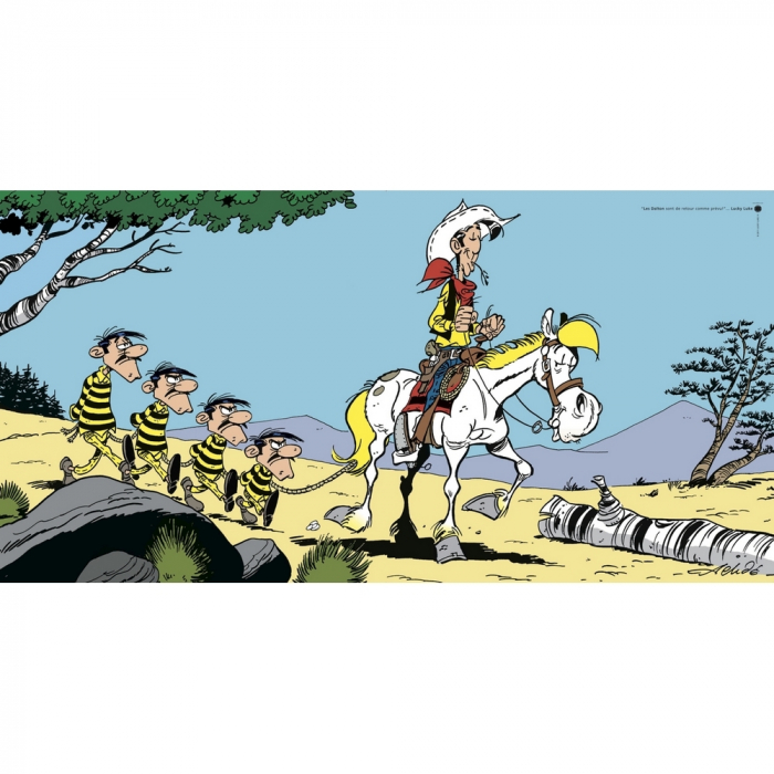 Poster affiche offset Lucky Luke et les quatre frères Dalton, Achdé (100x50cm)