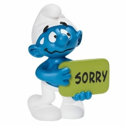 Figurine Schleich® Les Schtroumpfs - Le Schtroumpf avec sa pancarte Sorry (20749)