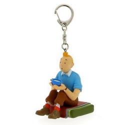 Porte-clés figurine Tintin assis 3,8cm Moulinsart 42447 (2010)