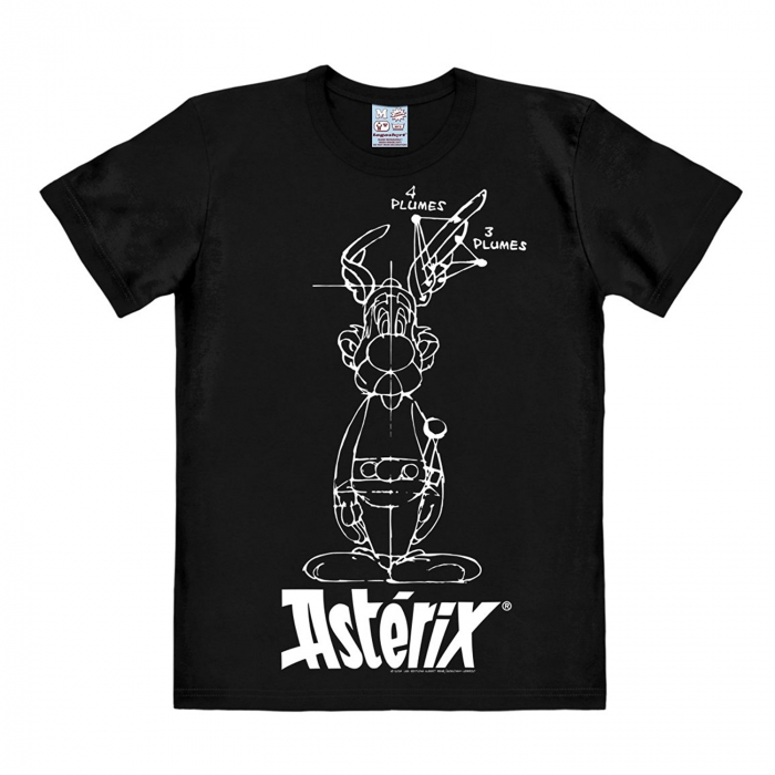 Camiseta 100% algodón Logoshirt® Astérix Sketch (Negro)