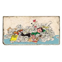 Collectible Marble Sign Gaston Lagaffe Sleeping At Work x10cm