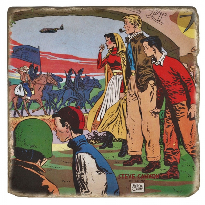 Collectible marble sign Steve Canyon, Milton Caniff In China (20x20cm)