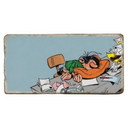 Collectible marble sign Gaston Lagaffe sleeping at work (20x10cm)
