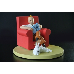 Figura de colección Moulinsart Tintín en su sillón con Milú 46404 (2018)