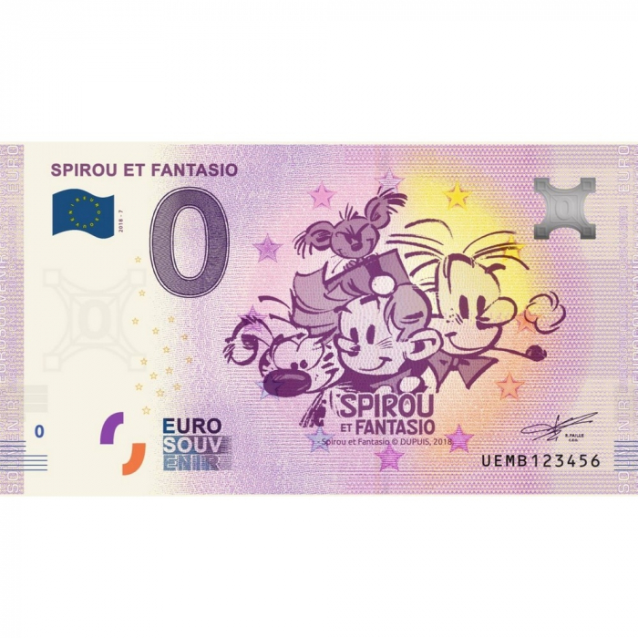 Billete de banco 0 Euro Souvenir Spirou y Fantasio con Spip, Marsupilami  (2018)