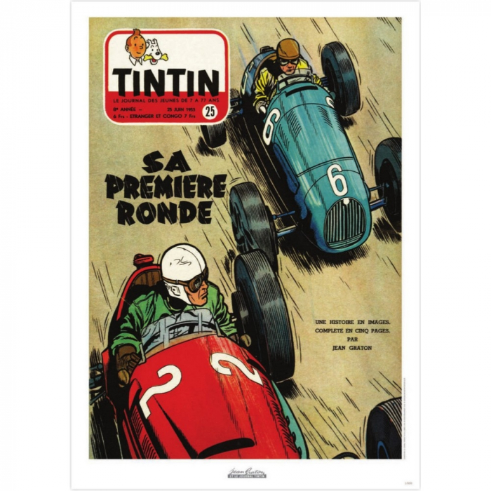 Poster de couverture Jean Graton dans Le Journal de Tintin 1953 Nº25 (50x70cm)