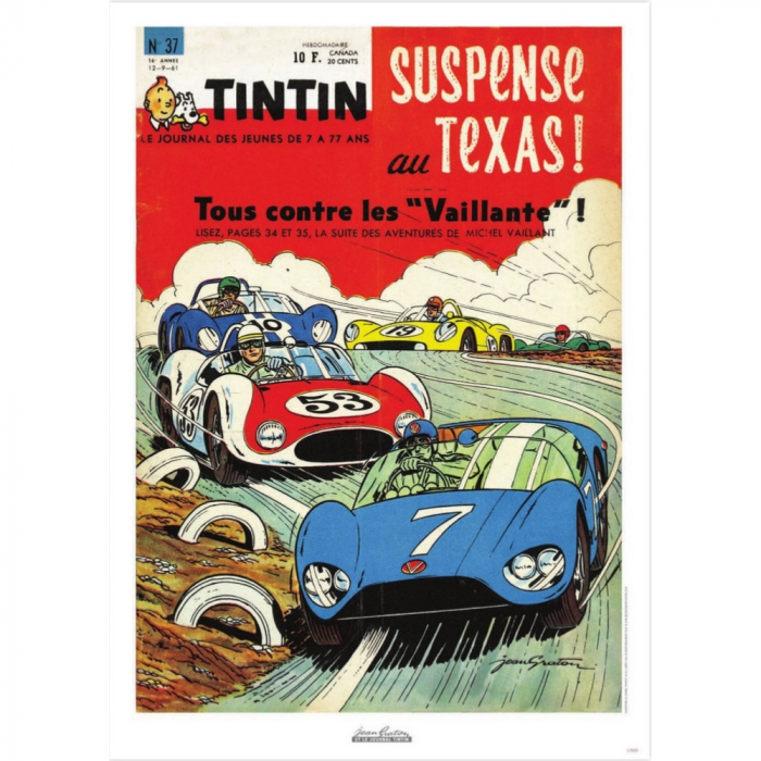 Poster de couverture Jean Graton dans Le Journal de Tintin 1961 Nº37 (50x70cm)