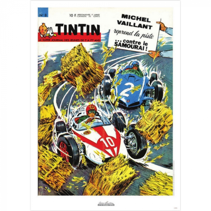 Poster de couverture Jean Graton dans Le Journal de Tintin 1964 Nº08 (50x70cm)