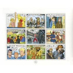 Board of 9 Stamps B Post CBBD Franco-Belgian comics (1999)