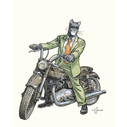 Poster offset Blacksad Juanjo Guarnido, John on Triumph motorcycle (40x50cm)