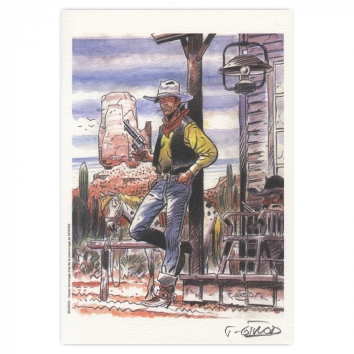 Ex-libris Offset de Lucky Luke: Girod, hommage à Lucky Luke (21x14,5cm)