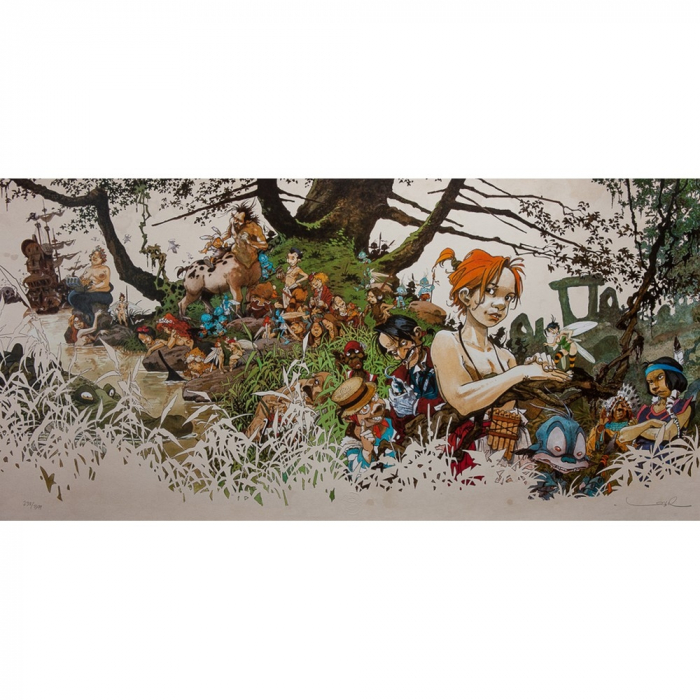 Poster affiche offset Régis Loisel, Peter Pan signée (100x50cm)
