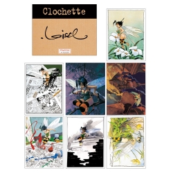 Portfolio with 7 Tinker Bell illustrations, signed by Loisel (24x30cm)