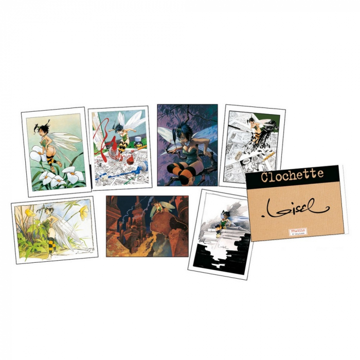 Portfolio with 7 Tinker Bell illustrations, signed by Loisel (24x30cm)