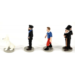 Set de 4 figurines de collection Tintin, Milou, Haddock et les Duponts