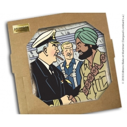 Collectible marble sign Blake and Mortimer with Gray and Nazir (20x20cm)