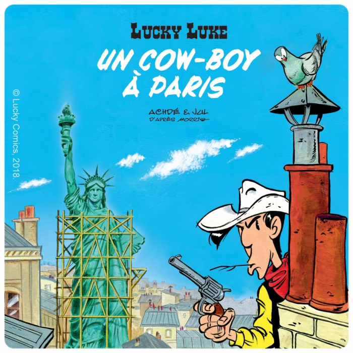 Posavaso Lucky Luke 10x10cm (Un cowboy à Paris)