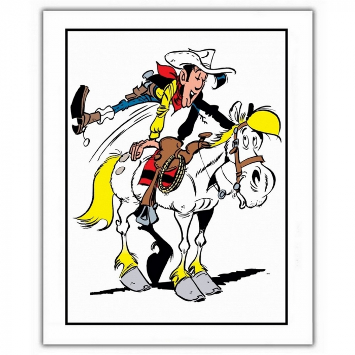 Poster affiche offset Lucky Luke, Sauter dans Jolly Jumper (28x35,5cm)