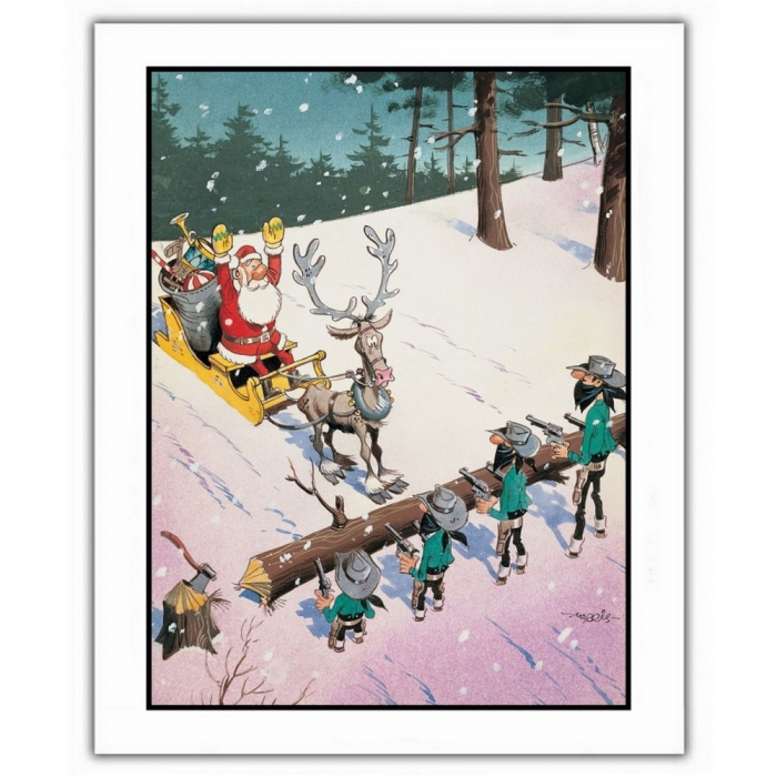 Poster affiche offset Lucky Luke, Les Daltons qui volent le père Noël (28x35,5cm)