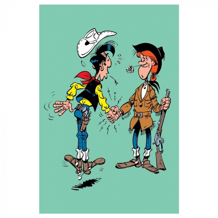 Postcard Lucky Luke: Lucky Luke and Calamity Jane handshake (10x15cm)