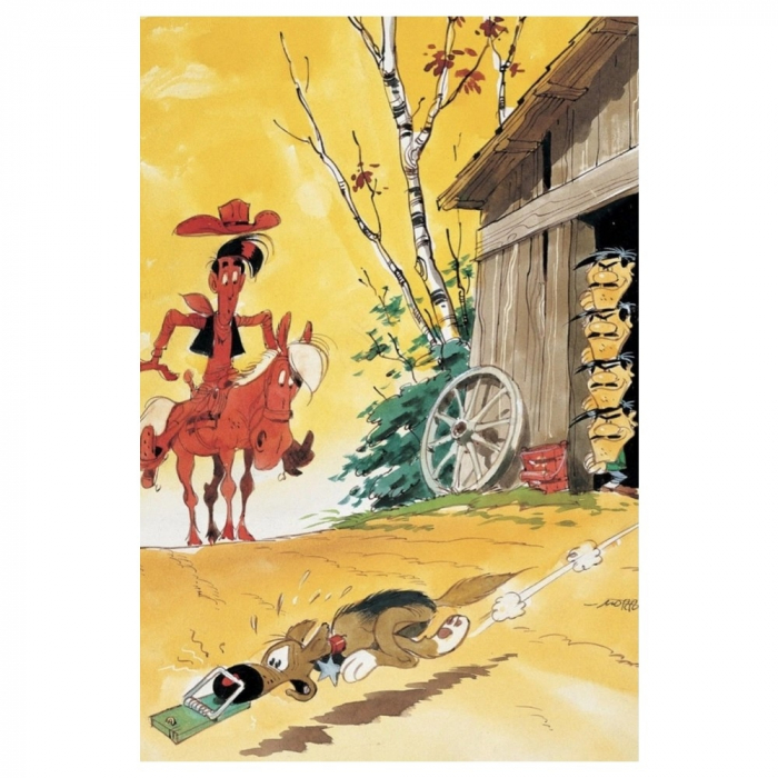 Postal de Lucky Luke: Rantanplan atrapado en la ratonera (10x15cm)