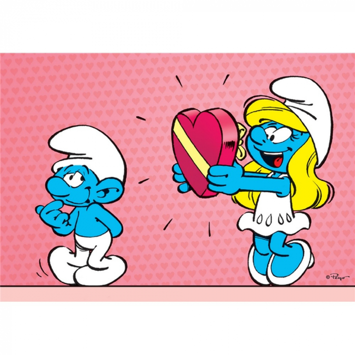 Postcard The Smurfs, Smurfette with the heart gift (10x15cm)