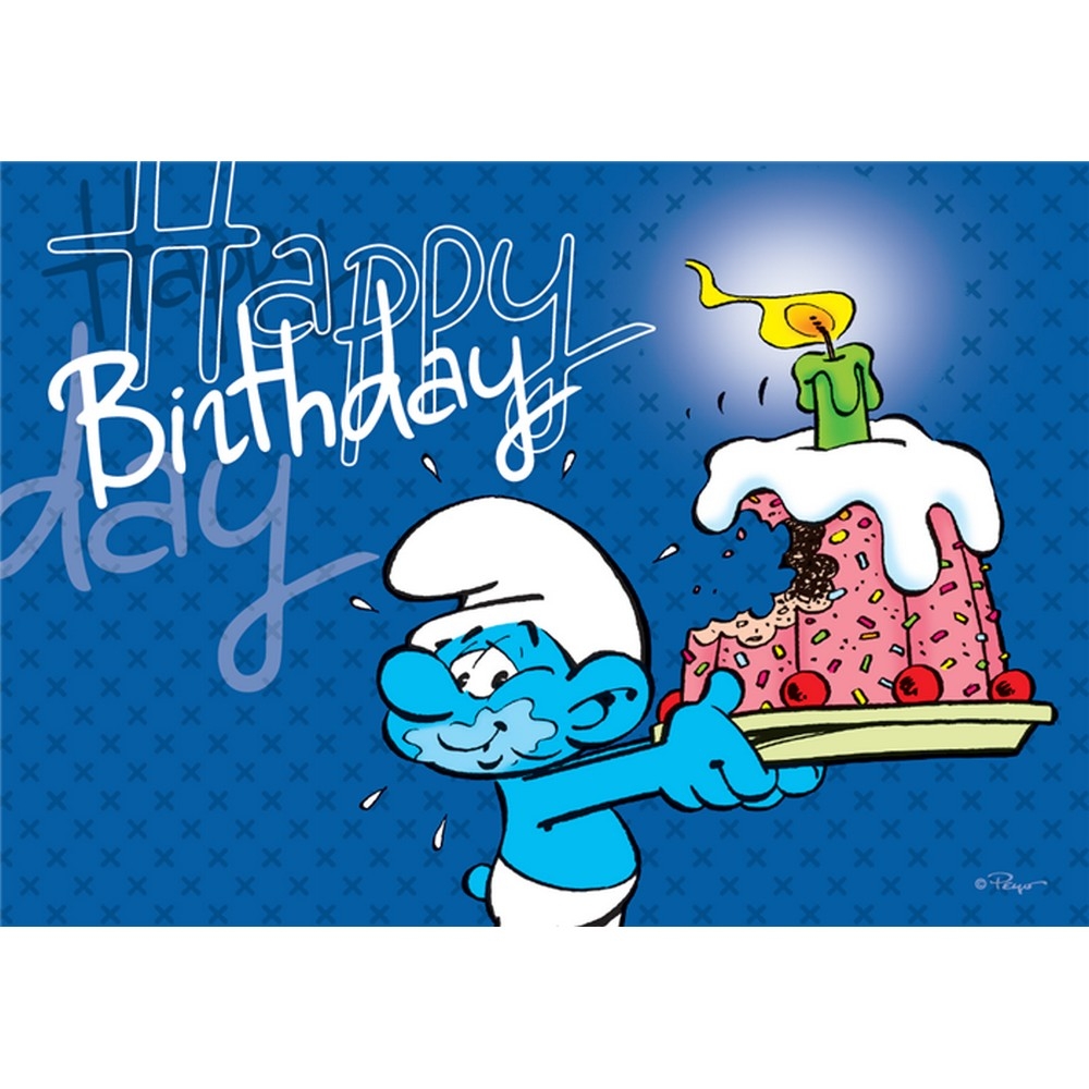 15x10cm Happy Birthday Postcard The Smurfs.