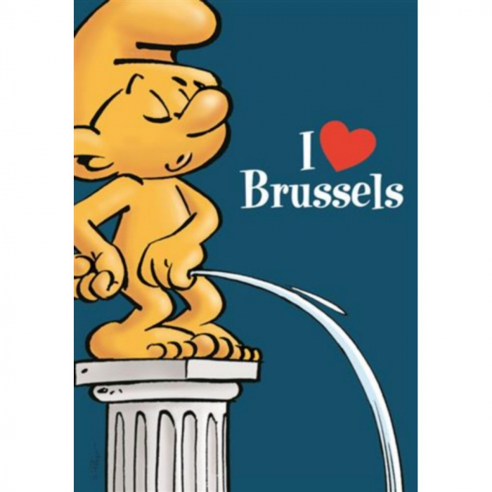 Postal Los Pitufos, I Love Brussels (10x15cm)
