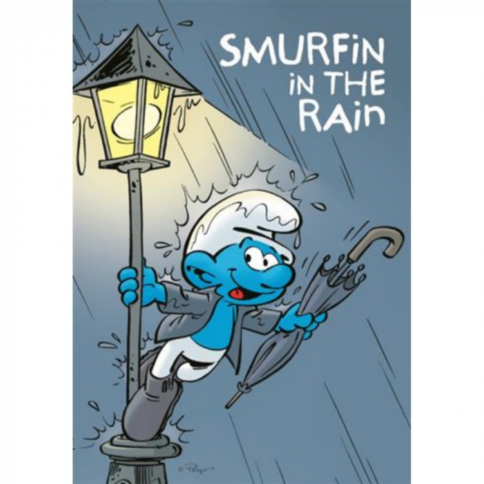 Postcard The Smurfs, Smurfin in the rain (10x15cm)