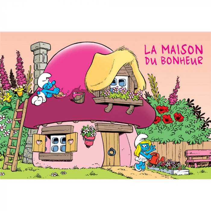 Carte postale Les Schtroumpfs, La Maison du Bonheur (15x10cm)