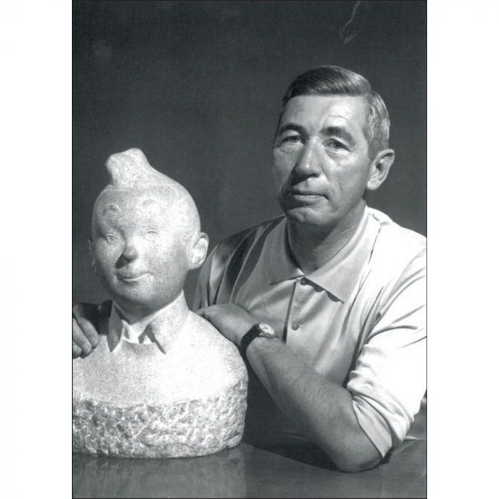 Carte postale Portrait d'Hergé, Robert Kayaert: Buste de Tintin 1960 (10x15cm)
