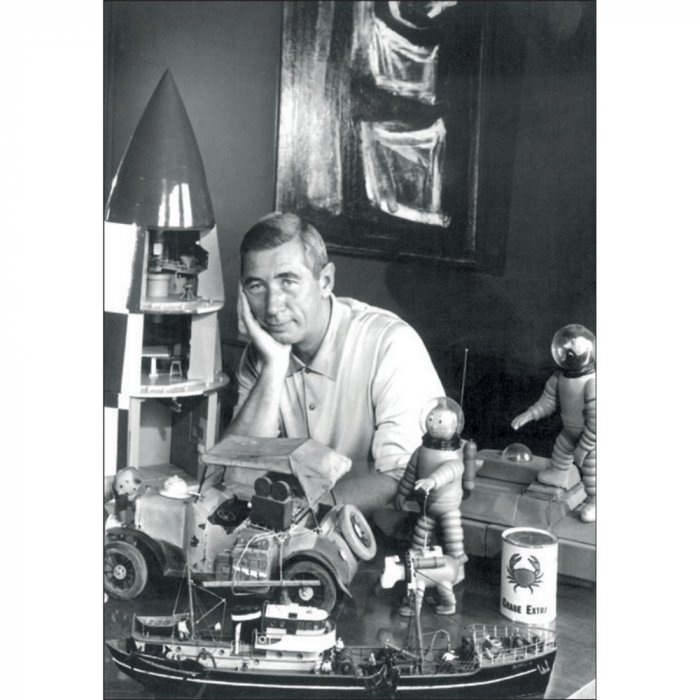 Postal Retrato de Hergé, Robert Kayaert: en su taller Tintín, 1960 (10x15cm)