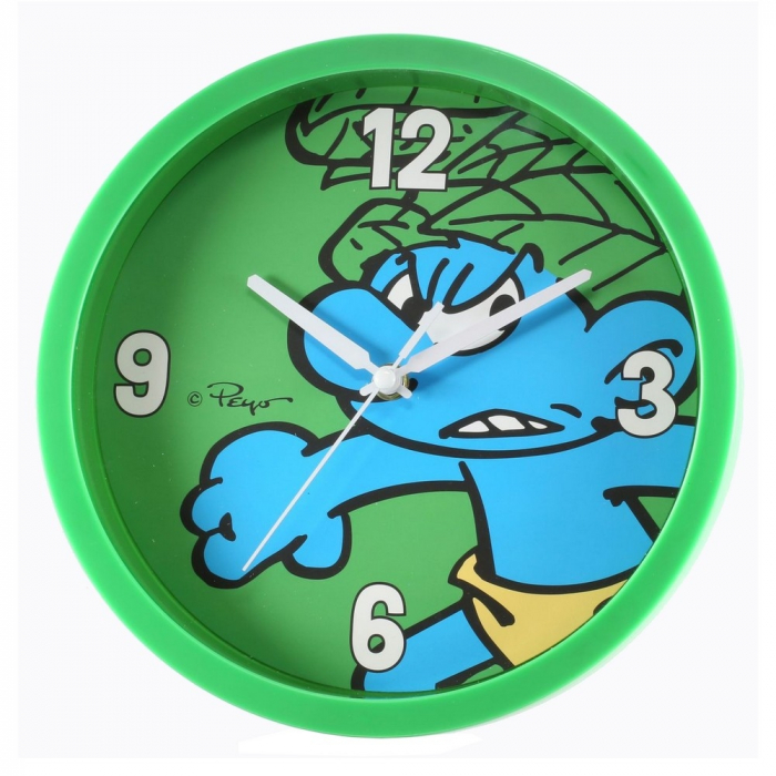 Horloge murale décorative Les Schtroumpfs 25cm (Schtroumpf Sauvage Vert)