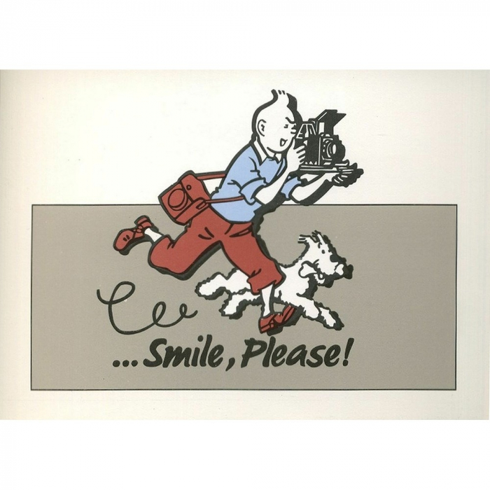 Postal publicitaria Star BENELUX 1992 Tintín, Smile Please Gris (10x15cm)