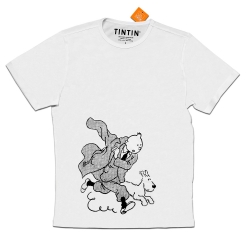 T-shirt Moulinsart of Tintin and Snowy in action - White (2018)