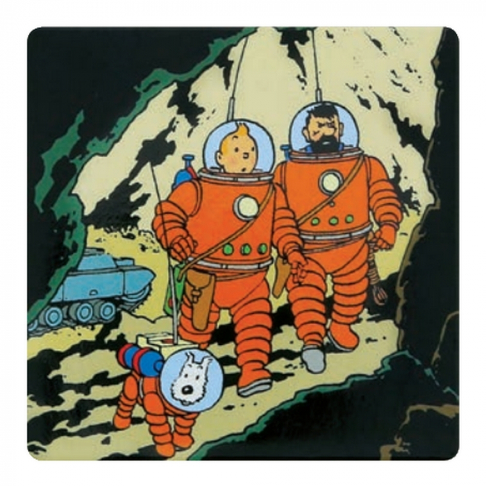 Aimant décoratif de Tintin et Haddock avec Milou sur la Lune (65mm)
