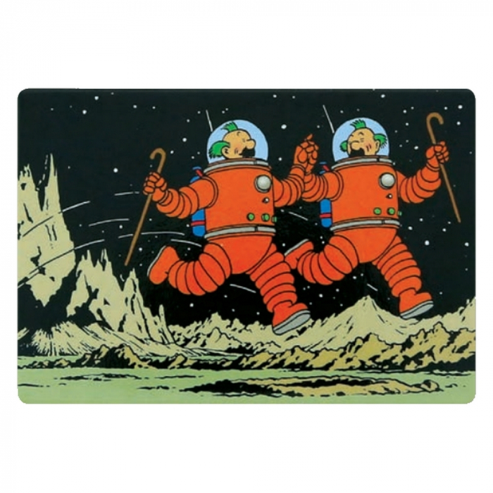 Aimant décoratif Tintin, Dupond et Dupont sur la Lune (80x55mm)