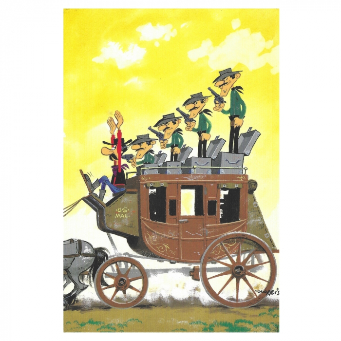 Postcard Lucky Luke: The Daltons diligence attack (10x15cm)