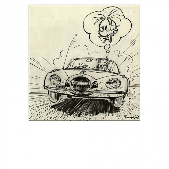 Poster offset Spirou and the Turbotraction, Franquin (50x70cm)