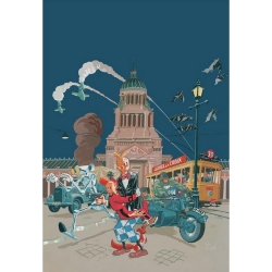 Poster affiche offset Spirou et Fantasio de Schwartz signée (50x70cm)