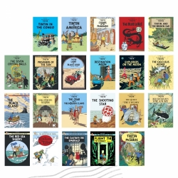 22 Cartes postales des couvertures des Albums des Aventures de Tintin (Anglais)