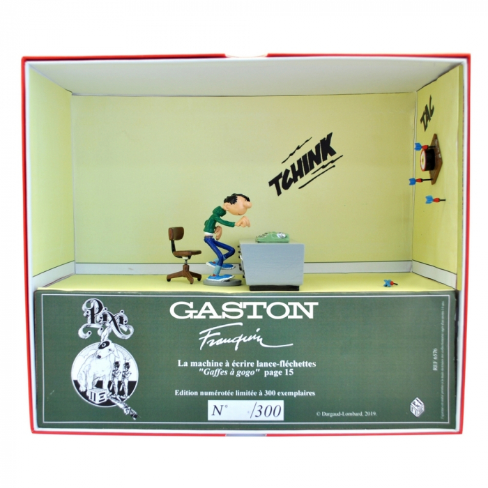 Collectible Figurine Pixi Gaston Lagaffe Typewriter launches darts 6588 (2019)
