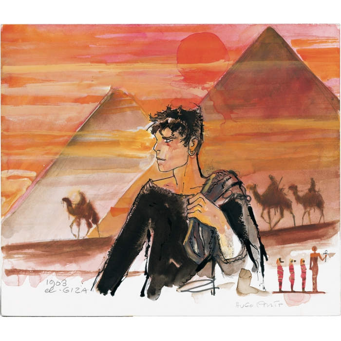 Carte postale Corto Maltese, Les Pyramides (17,5x12,5cm)