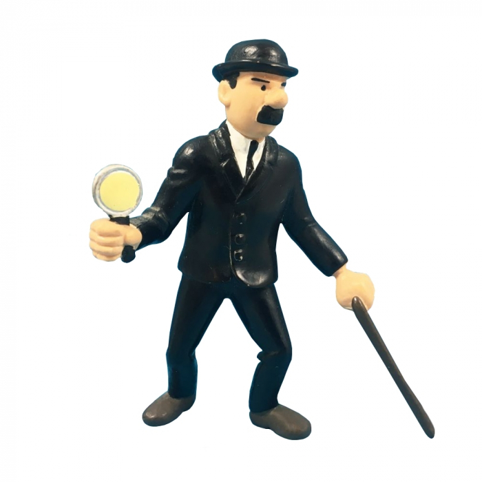 Figurine de collection Plastoy Tintin, Dupond avec sa loupe 8cm (1994)