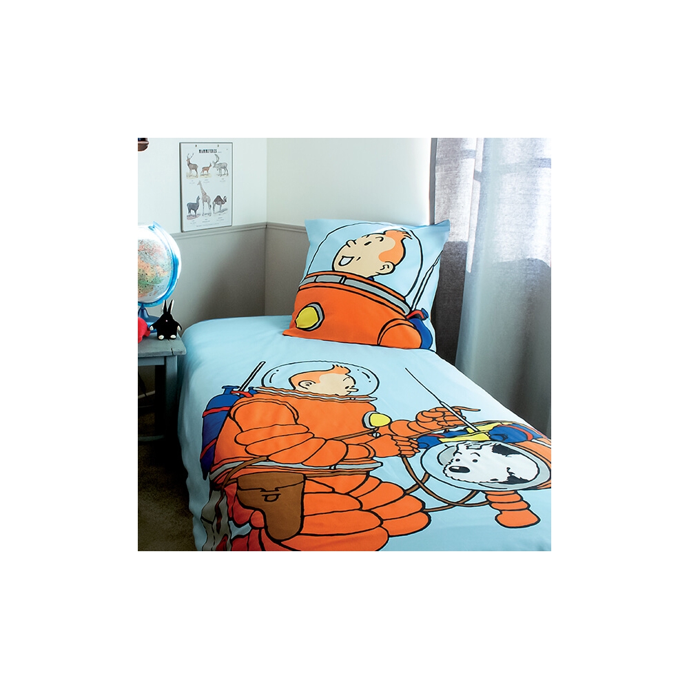 Duvet Cover And Pillowcase Tintin And Snowy Astronaut 100 Cotton