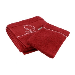 Towel and Wash Cloth Moulinsart Tintin 100% Cotton - Red (100x50cm)