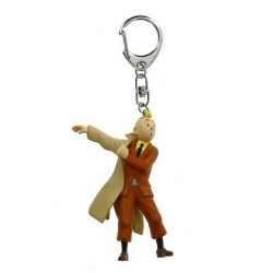 Porte-clés figurine Tintin mettant son trench 5,5cm Moulinsart 42479 (2011)
