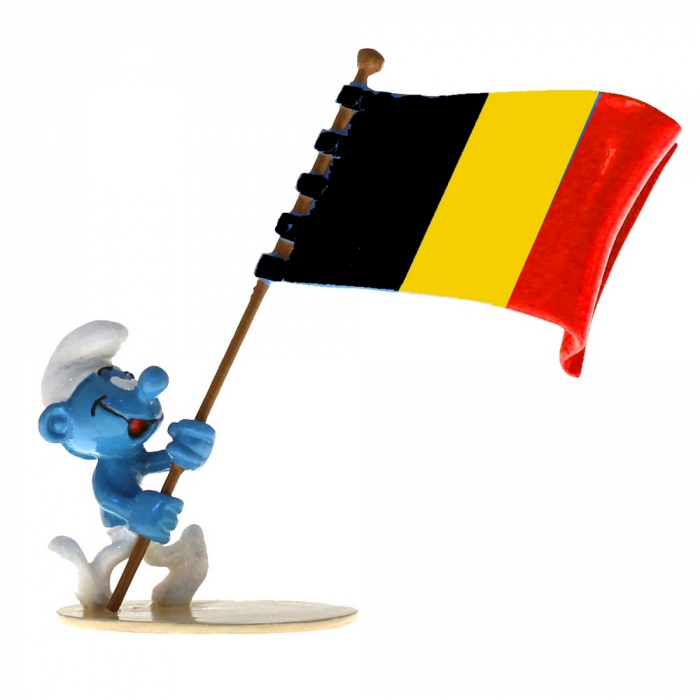 Figurita Pixi Los Pitufos, Pitufo portador de la bandera belga 6470 (2020)