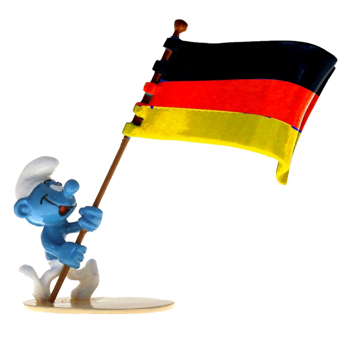 Figurita Pixi Los Pitufos, Pitufo portador de la bandera alemana 6471 (2020)
