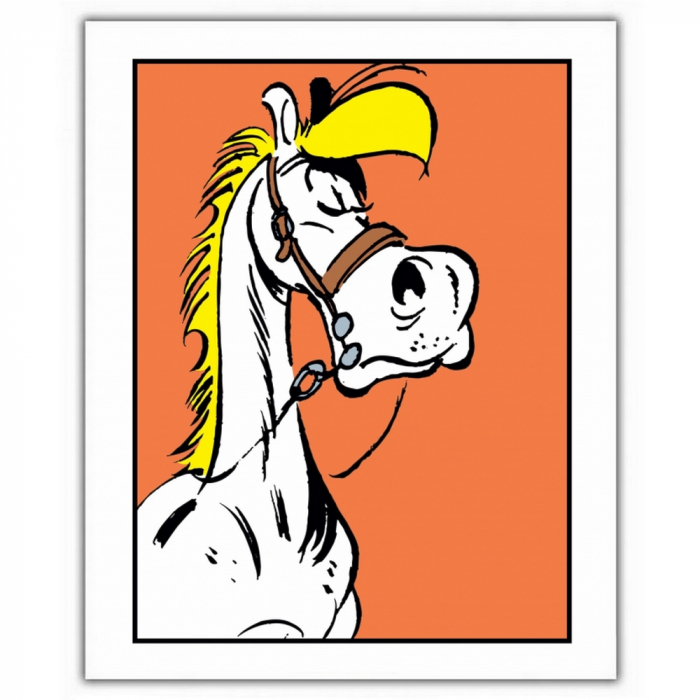 Poster affiche offset Lucky Luke, Portrait de Jolly Jumper Orange (28x35,5cm)